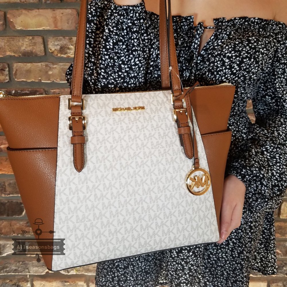 Michael Kors Large Charlotte Tote Vanilla Satchel - Picture 1 of 8
